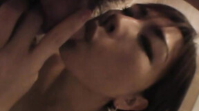 Japanese hot girl with natural tits receives warn mouth creampie