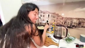 Fucked a Neighbor Girl in the Kitchen While She Cooking Dinner