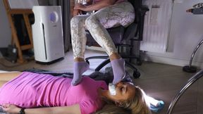 Helena Under Desk Of Boss Weronika - Violet Socks - HD 2560x1440