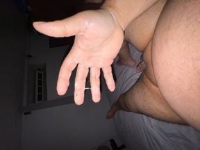 Rubbing my fat cock again until I cum, while moaning