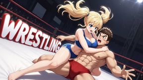 MIXED WRESTLING - Lock Up on Private Mat, Sweep Legs and Crushing Headscissors With Damp Pussy on Face, Full Facesit While Stripping Shorts Then Pin and Ride Until Defeated (Erotic Audio)