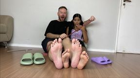 Feet Vini and Suzi measuring their feet (MP4-HD 1080p)