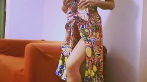 Unveiling in Stages: From Colorful Dress to Red Bra of LadyFeet