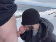 Bicurious straight guy tries sucking dick in public (with cumshot)
