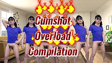 Asian boy close up cock cumshot overload compilation