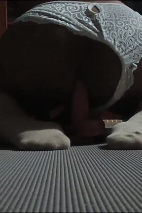 Chocolate Ass in White Lace Worshipping Bwc Dildo