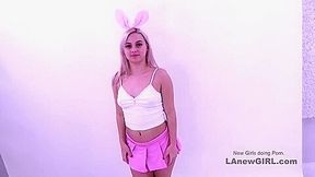 Teen 18+ Bunny In Pink Gets Banged & Rims At Audition