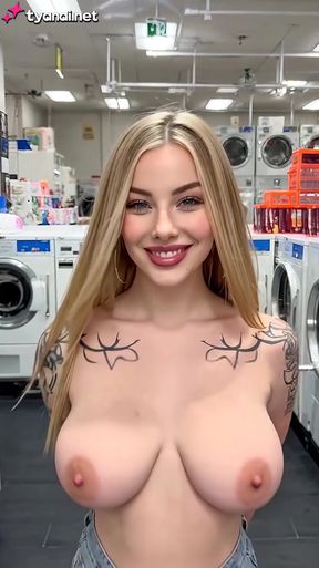 Professional blonde GF with big ass and cute AI-generated big-dick