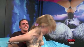 Ggg - Fishnet Blonde Spread Wide for Hard Pounding