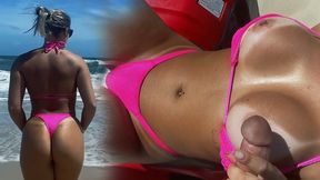 Nearby catch with a quad bike handjob on the beach!
