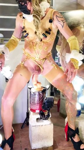 Hot Busty Masturbating Shemale Toys Her Ass