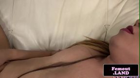 Highheeled femboi jerking cock passionately