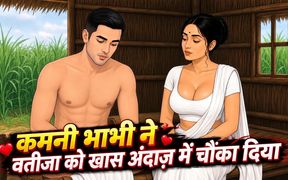 Desi Kamini Bhabhi with Farmer’s Stepbrother in Field Hut