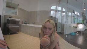 Deep Dildo Fuck in a Bathroom