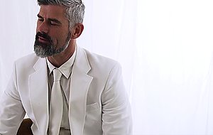 Bishop ties twink to a chair and makes him suck his rod