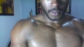 Ebony Stud Jerks and Flexes His Body