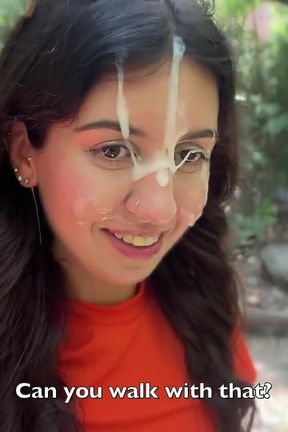 Crazy Girl Sucking Dick in the Bushes - Huge Facial Cumwalk