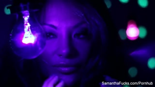 Samantha Saint black light lesbian fun