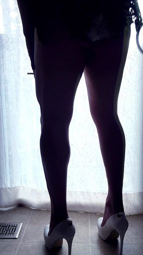 Smoking Brazilian Sissy Slut Seduction in Platform Heels & Lingerie