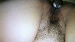 Creaming up my white mature wife's pussy with my dick