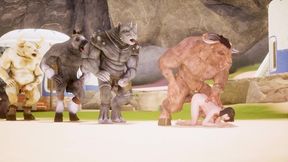 These Huge Furry Monsters Fucked Me One By One! Seven Guys Fuck One Girl