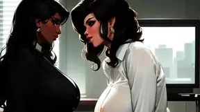 Sexy secretaries get their hands dirty while stroking big black cocks all