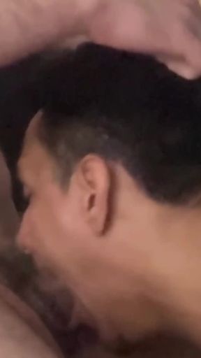 Submissive Obeying and Sucking All Over His Cock