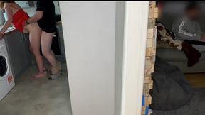 Cheating wife gets fucked in the kitchen by her friend's husband