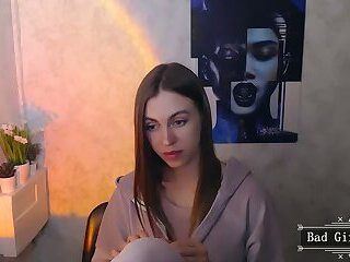 Long hair slim, busty very cute webcam teen