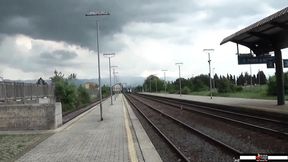 Busty wild blonde Jarushka Ross meet tourist crew by chance and fuck at the lake