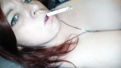 Smoking and teasing my tits and clit