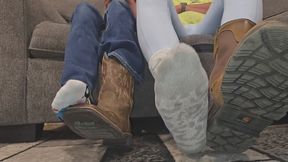 Chrissy and dan boots and sock humiliation