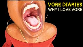 Vore Diaries: Why I Love Vorarephilia ft Queen Ava - This same size vore scene features mouth fetish, big belly, femdom pov, brat girls, tongue fetish, digestion, toilet fetish and consumed - 720 MP4