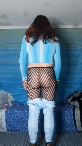 Elevated View Stripteaser in My Stretch Pants and Sexy Pantyhose