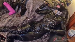 Slut-orgasma Celeste in black latex cigar smoking fetish and soft talking in German