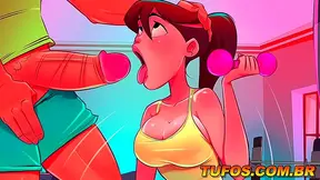 Horny Gym Bunny Gets Plowed by Fit Hentai Girls After Hot Workout