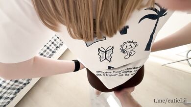 POV Stepsister's Stretching Ends in a Cumshot