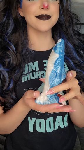 Megaladong (custom shark themed dildo) Toy Play - 1st Use