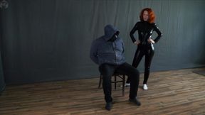 Special Agent with red bondage in a vacuum bag