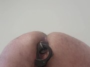Slut boy get anal plug hard and deep and his dick locked up