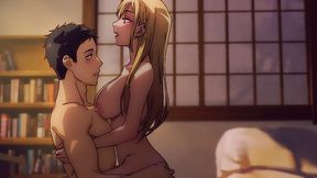 Marin Kitagawa Tries On Her New Cosplay For Gojou She Pulls Him Onto The Futon And Rides Him Wild, Her Cunt Gripping His Cock