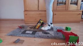 Michelle crushing colorful toy truck