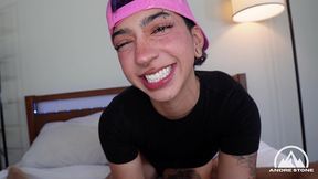 trans boy rocki takes huge cock in tight ass til creampie