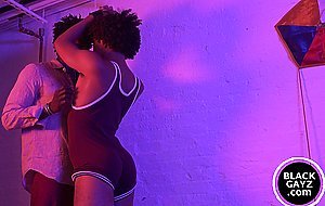 Black hunk strokes twinks bare body before pounding him