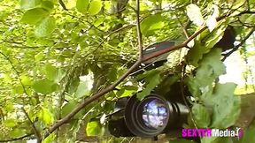Blonde Beginner Explores the Woods