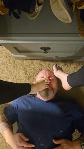 Humiliating slave under our feet!