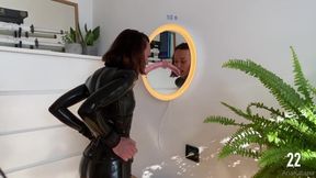 AnaKatana Cuffed Latex Catsuit Deepthroat Gagging Choke Destroyed