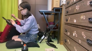 A girl assembles furniture. A video where you can enjoy panty shots. Gaming chair edition