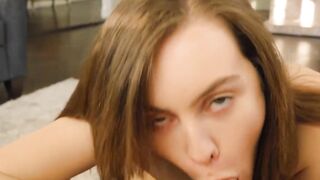 Sweet Freya Parkers deepthroats bigdick before cumswallow