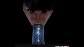 Freckled Cock Whore Practices Her Deepthroating On A Dildo